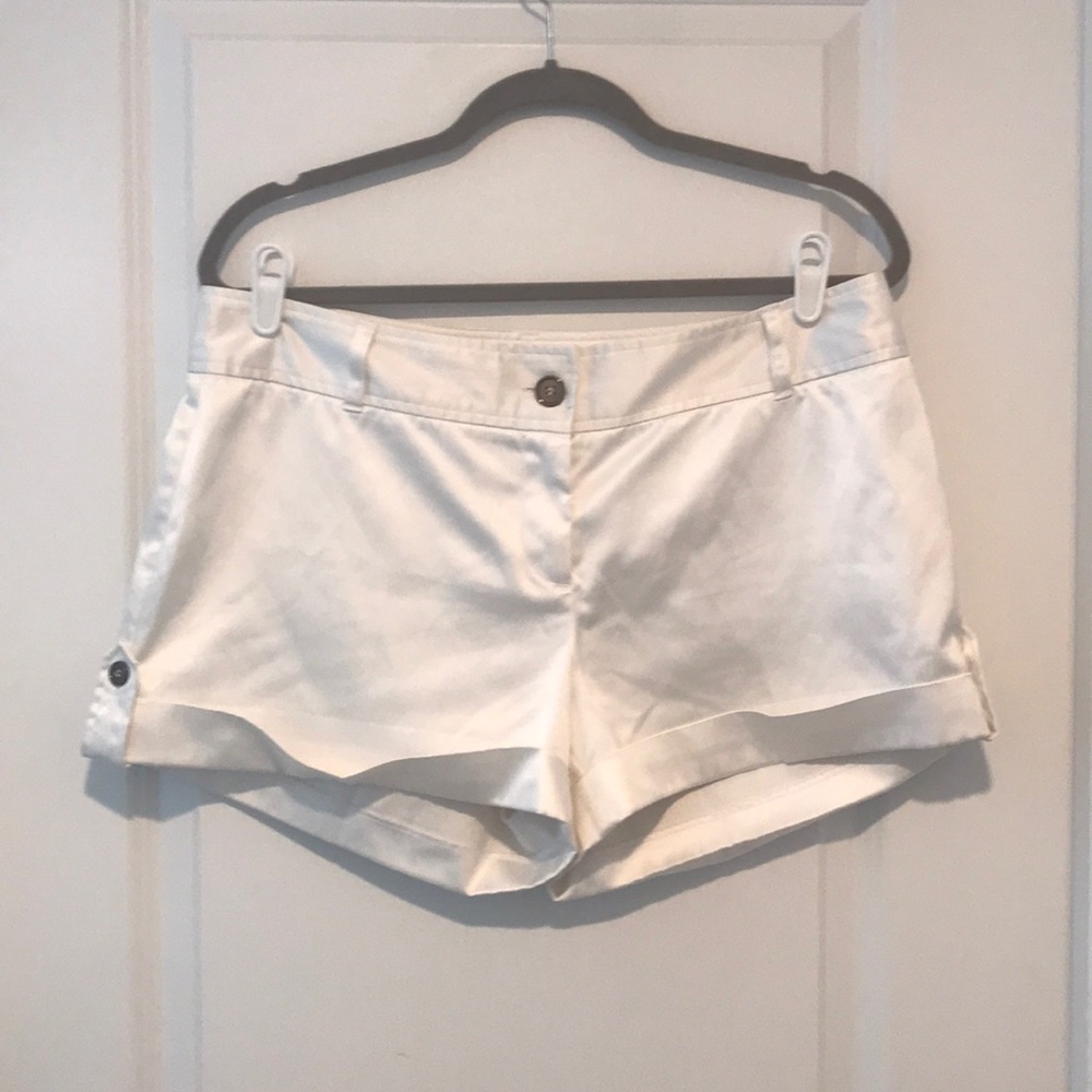 White satin shorts
